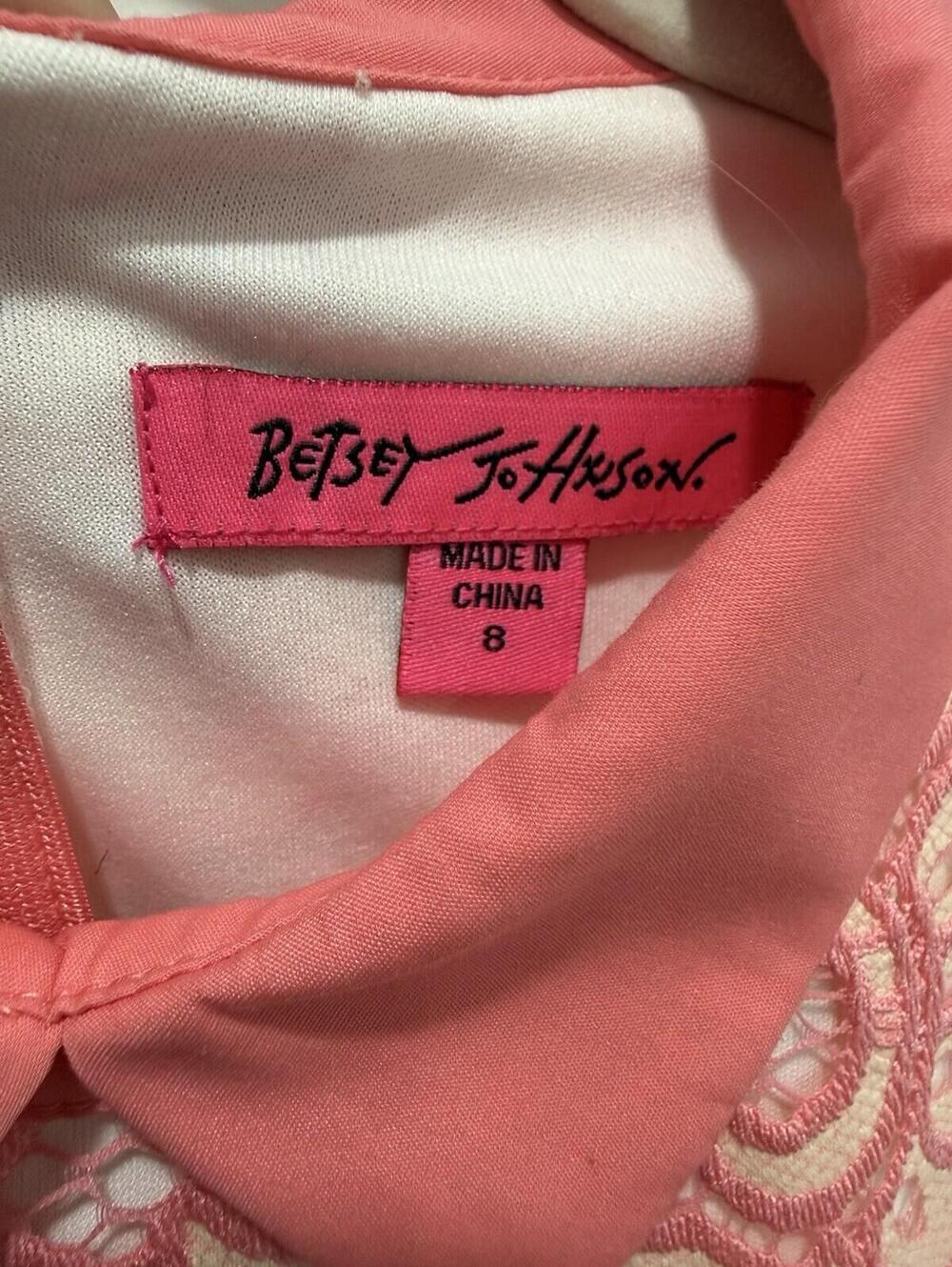 Betsey Johnson Pink Lace Dress Womens Size 8 Fit Flare Sleeveless Party Cocktail - Picture 6 of 10